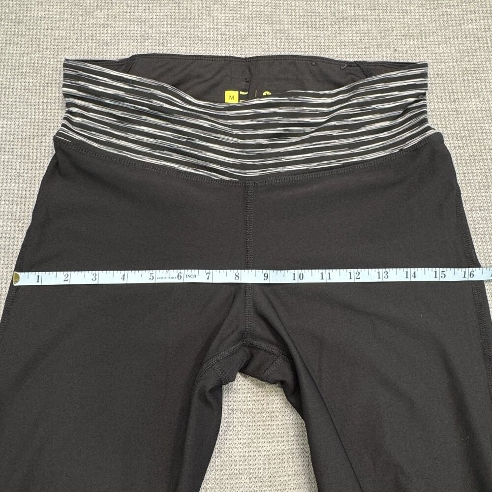 Xersion Black Striped Cropped Activewear Pants Womens Size M Stretch Yoga Mesh - Picture 10 of 16